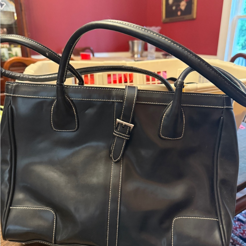 Elegant Black Tote with Buckle